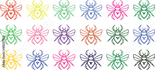 Colorful insect bugs patterns collection