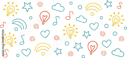 Lightbulbs and clouds with vector file