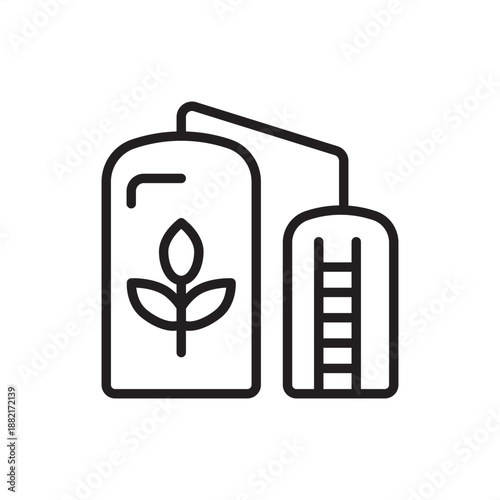 Grain silo icon symbolizing bulk agricultural storage and raw material preservation, representing granaries, textile seed storage, high-capacity farm infrastructure, and supply chain material security