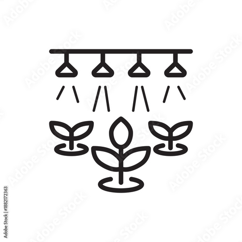 Irrigation pivot icon symbolizing automated crop watering and agricultural efficiency, representing center pivot systems, textile fiber cultivation, precision farming tools, and field irrigation.