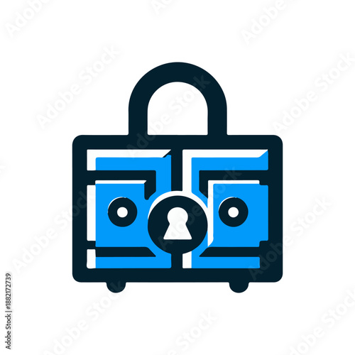 A secure blue and black briefcase with a padlock, symbolizing safety and protection of valuables