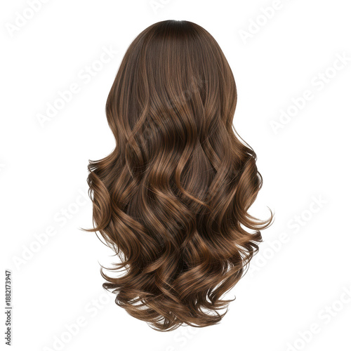 Long curly brown hair isolated on transparent background