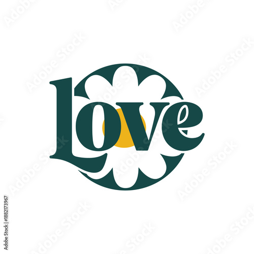 Retro Love Floral Typography T Shirt Design