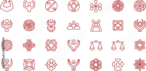 Unity, Community and Collective Power Icons