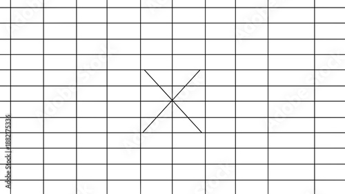 Cross Mark on Graph Paper Background.