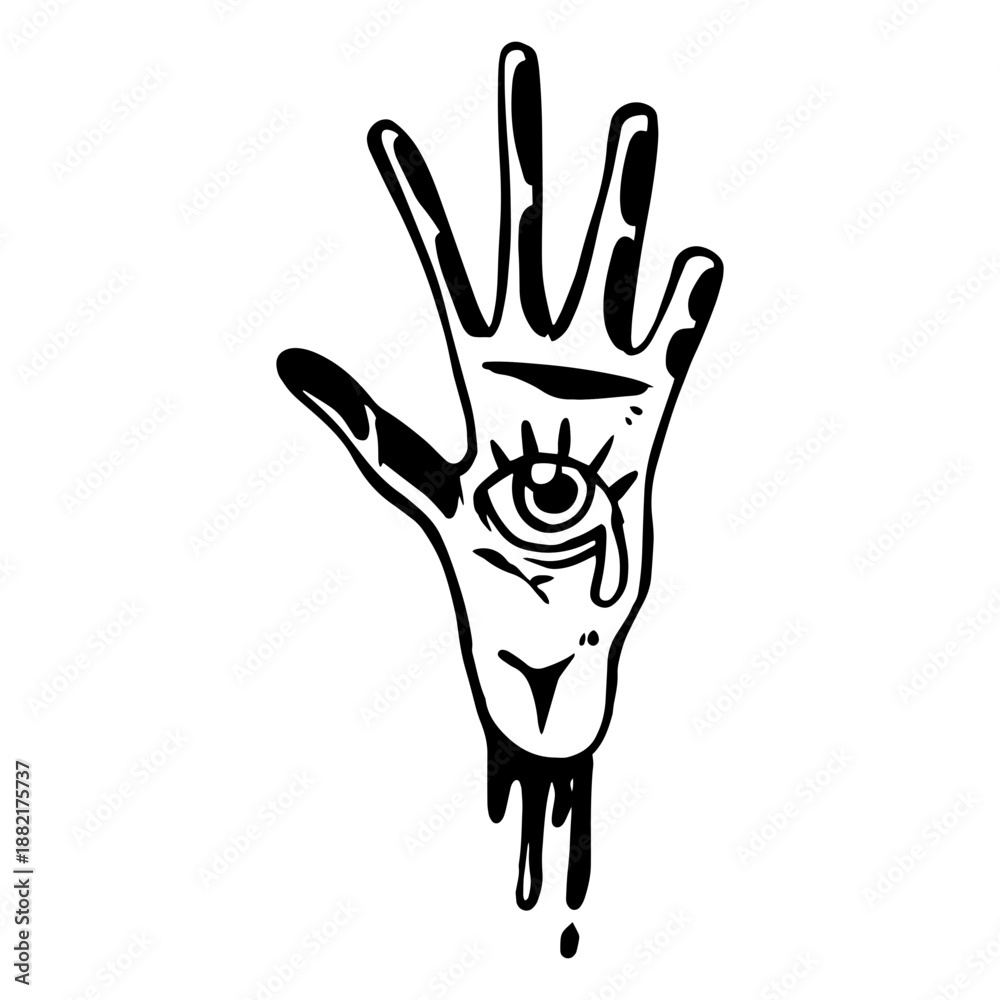 Fototapeta premium Hand with eye silhouette