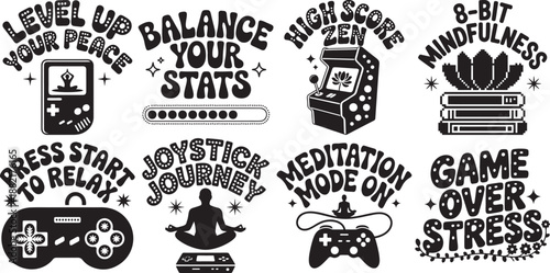 Gaming and mindfulness designs high score zen level up your peace meditation