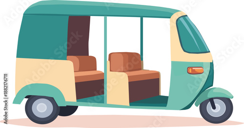 Auto Rickshaw Side View Vector Illustration Isolated on White Backgroun