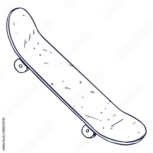Hand drawn white skateboard
