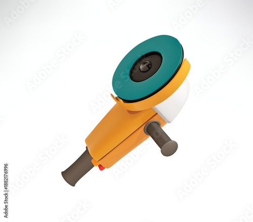 Angle Grinder Power Tool 3D Vector Illustration of icon Isolated on White