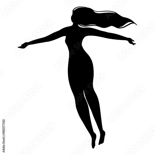 Levitating woman silhouette