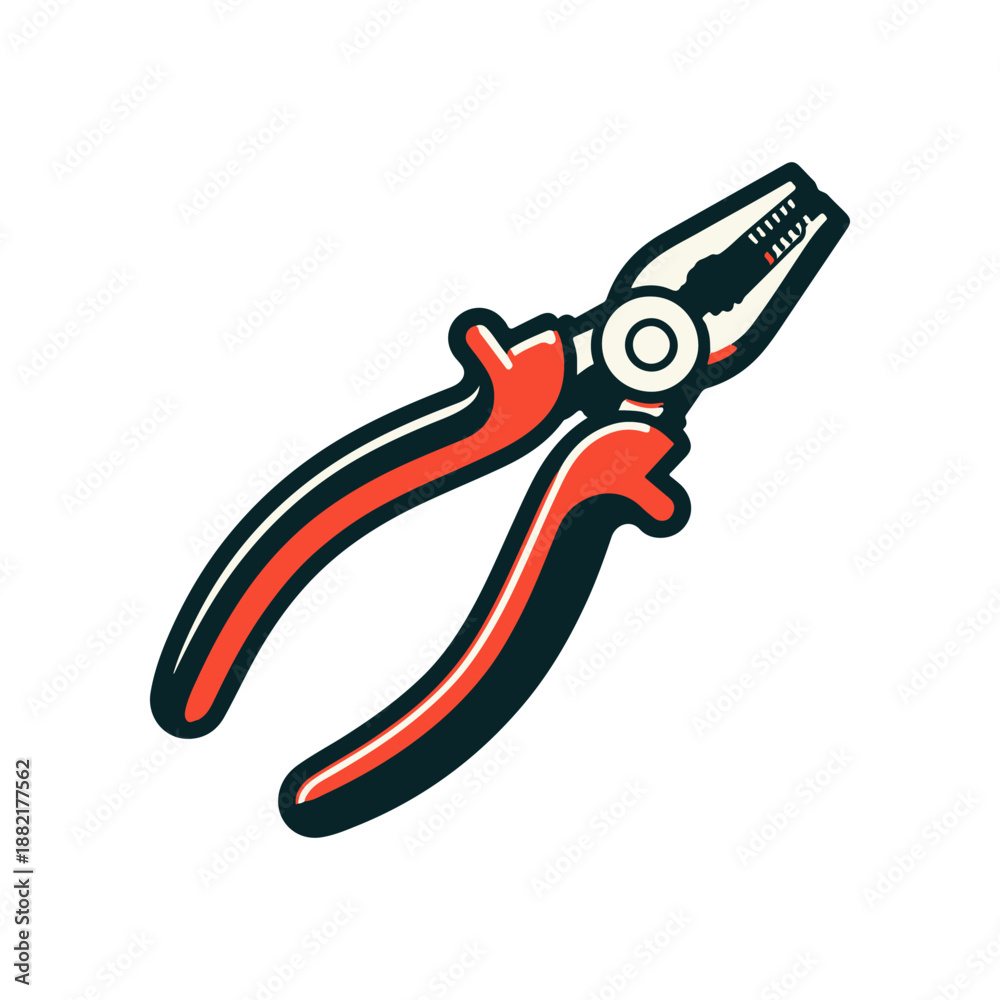 Obraz premium Red-handled pliers positioned on a white background, ideal for DIY projects or repairs