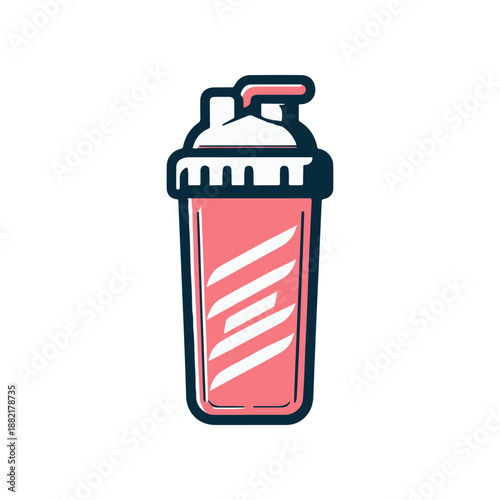 Vibrant pink shaker cup with a straw, set against a clean white background, ideal for fitness branding