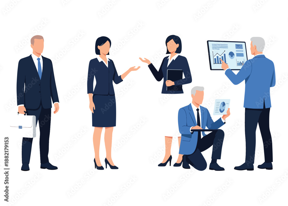 Obraz premium Collection of Diverse Corporate Employees and Executives Showing Teamwork and Communication