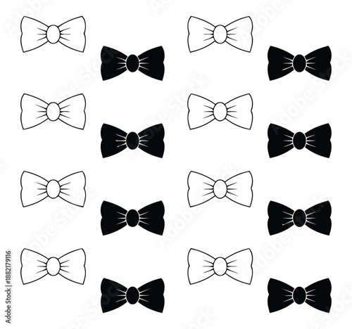Set Of Elegant Bow Tie In Black And White For Formal Occasions And Events Symbolizing Sophistication Style And Refinement In Vector Graphic