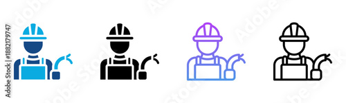 Electrician Icon Multiple Style Vector Illustration
