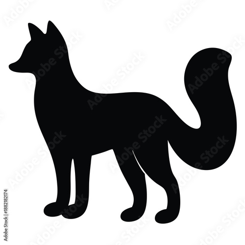 Sleek silhouette illustration of a standing fox with a bushy tail
