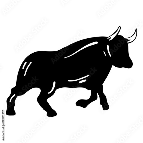 Fighting bull side view flat