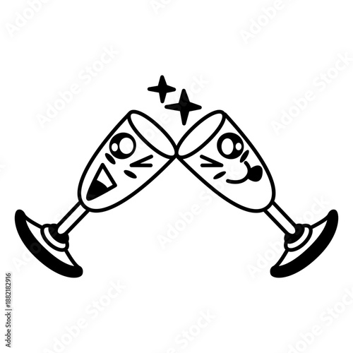 Cute clinking glasses stroke