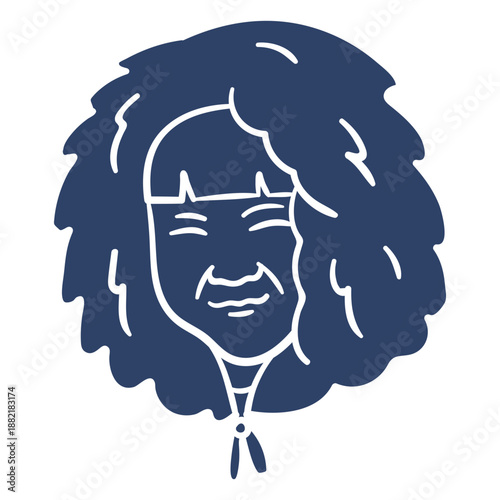 Eskimo old woman face blue