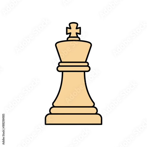 A detailed illustration of a wooden king chess piece, symbolizing strategy and competition in a minimalistic style