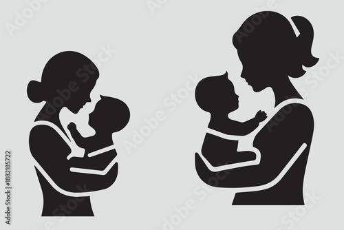 Silhouettes of mother and child