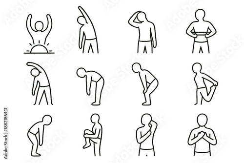 Wave lean vector neck icon stretch shoulder morning flexion triceps icons side