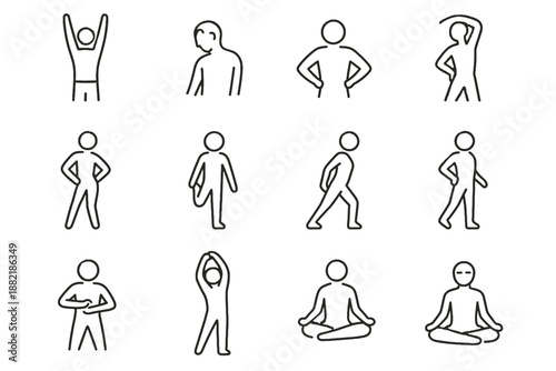 Vector roll icon mobility morning inhale icons peaceful extension ankle stretch rise