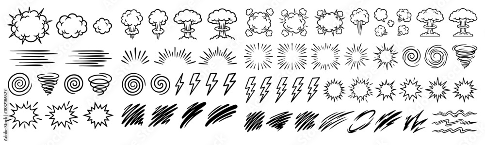 Foto Comic boom cartoon effect line element set