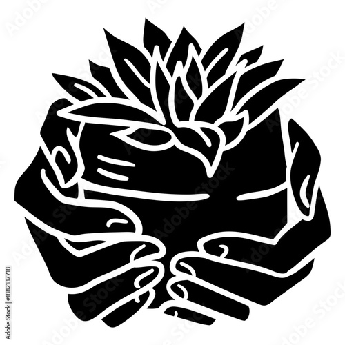 Grabbing house plant black