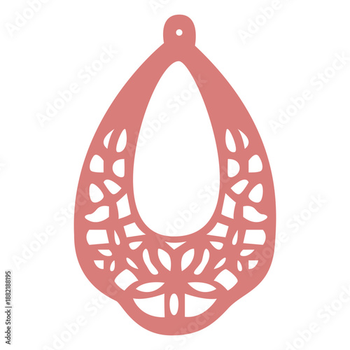 Peach leather earring