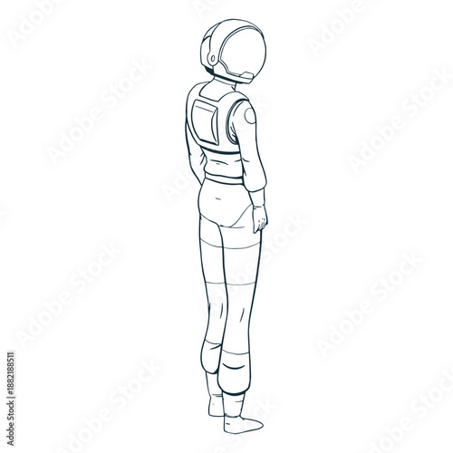 Astronaut looking side drawn