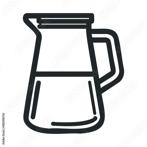 Simple outline pitcher icon for beverages and drinks, featuring a minimalist graphic design suitable for various digital and print applications.