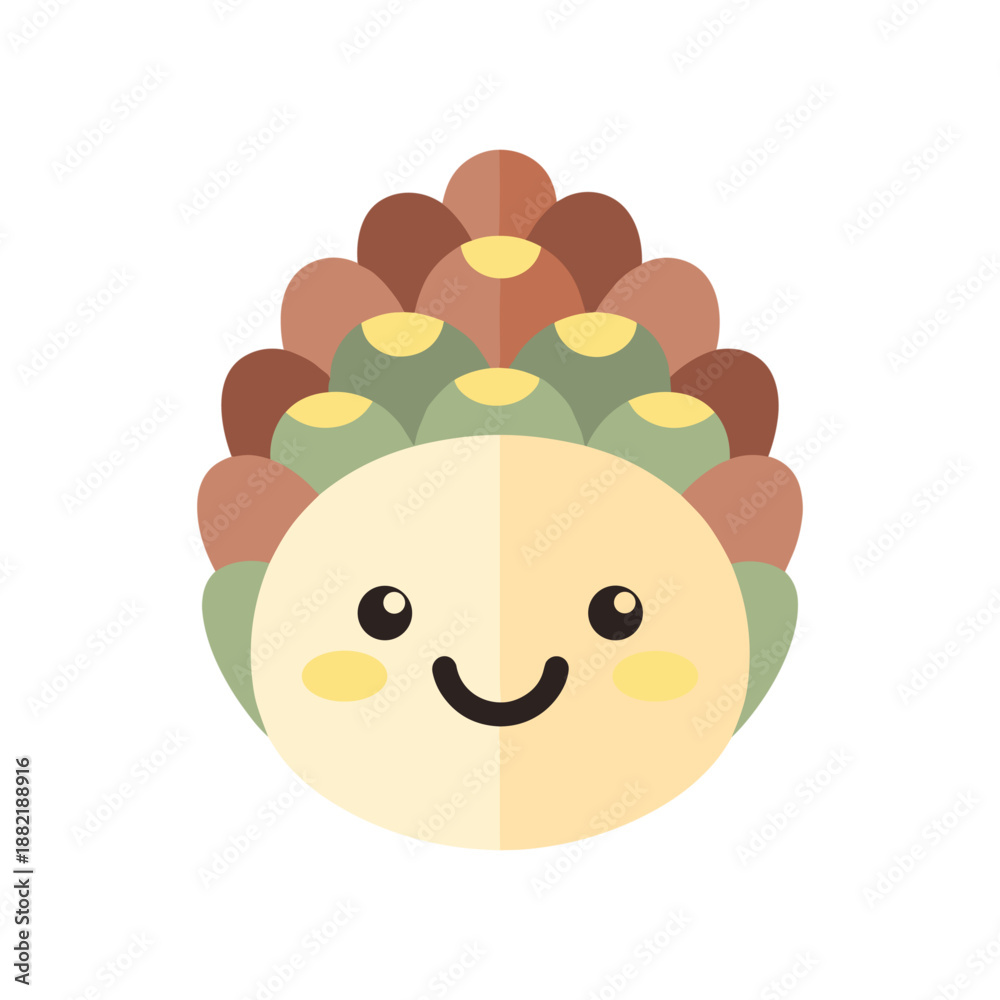Obraz premium Cute cartoon hedgehog with colorful spines smiling against a simple white background