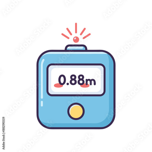 Digital measuring device displaying 0.88 meters with alert light, set against a clean background