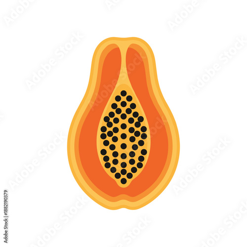 Freshly cut papaya showcasing vibrant orange flesh and black seeds, ideal for healthy recipes