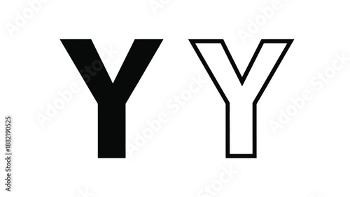 Two bold capital y letters displayed in a striking black and white silhouette