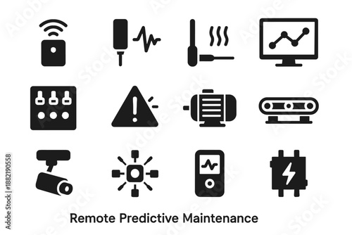 Monitoring detector connector icon maintenance probe indicator vector icons control panel predictive