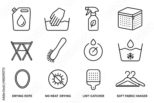 Drying dial eco vector laundry remover icon soft refill catcher stand icons