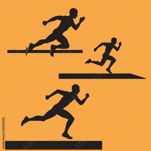 Silhouettes of runners in motion