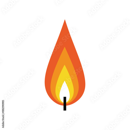 Vibrant flame icon representing energy and warmth, suitable for design and branding use