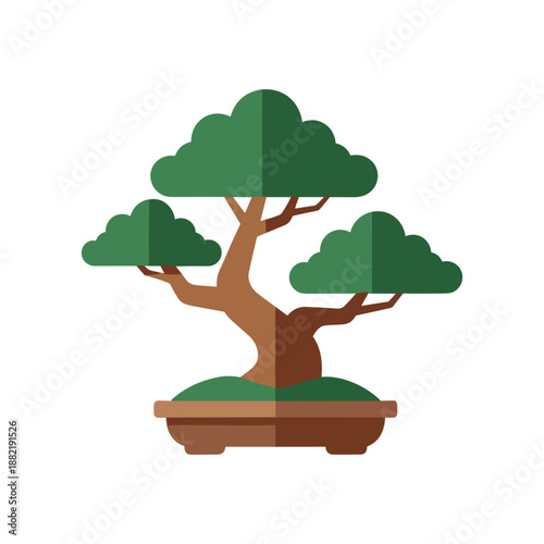 A beautifully styled bonsai tree in a minimalist pot, symbolizing tranquility and nature's artistry