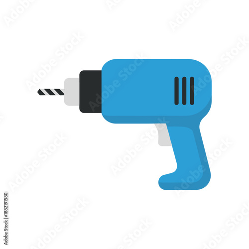 A bright blue power drill positioned prominently, showcasing its sleek design against a plain background, ideal for home improvement projects