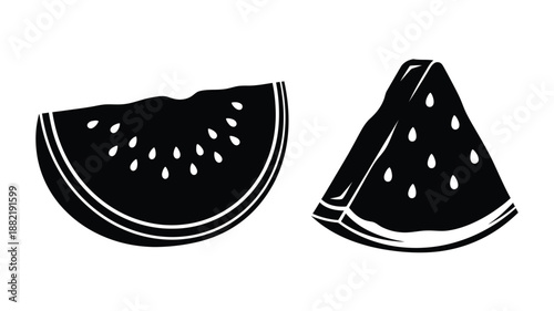 Two watermelon slices in black and white a striking design silhouette
