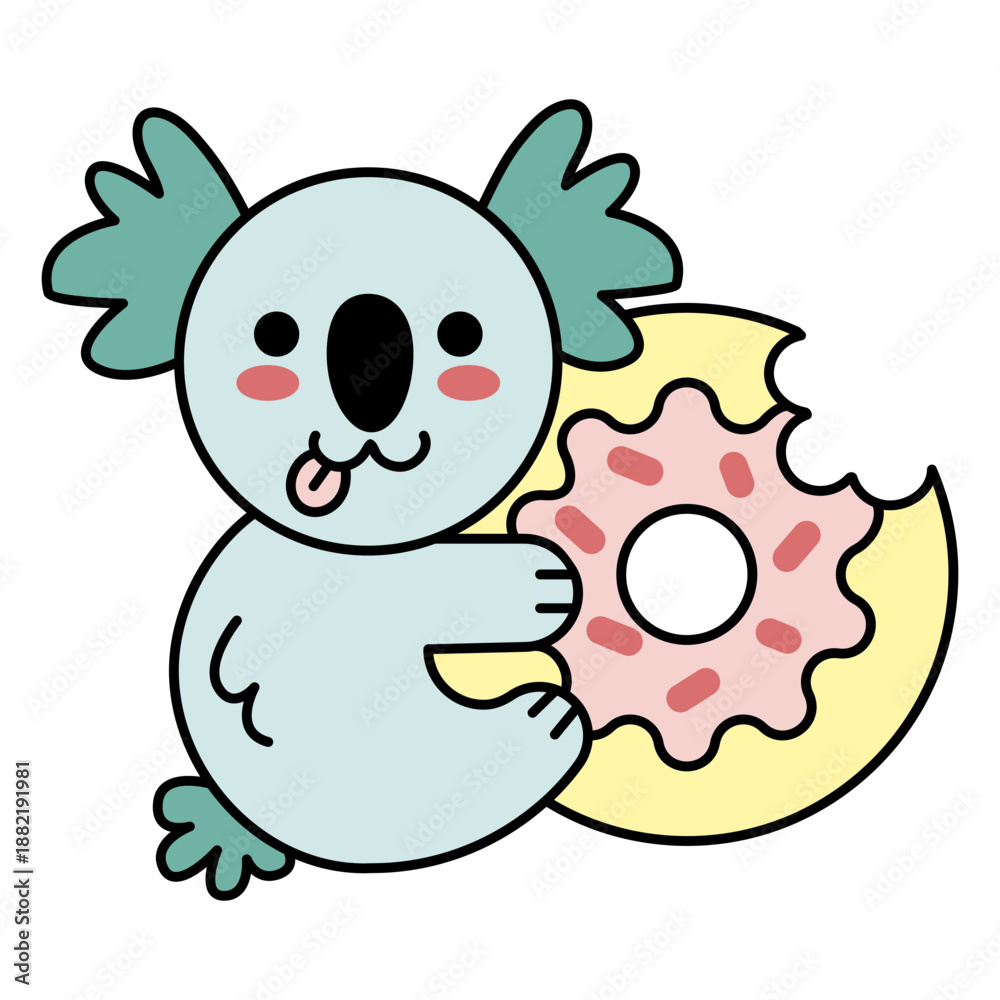 Wall Mural Cute happy koala donut flat
