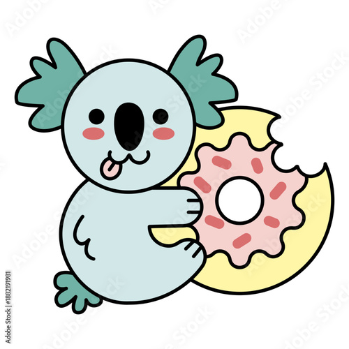 Photography Cute happy koala donut flat