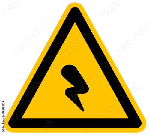 Señal de advertencia amarilla rayo negro peligro de descarga eléctrica concepto vectorial