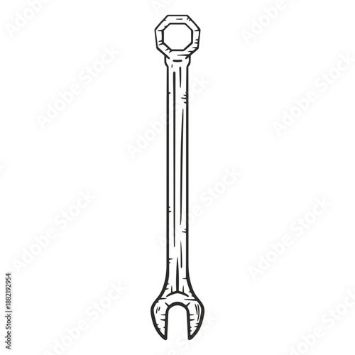 Construction wrench hand drawn