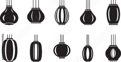 Islamic Bukhoor Burner and Essential Oil Diffuser Silhouette Icon Set for Home Fragrance