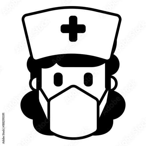Woman nurse with mask stroke